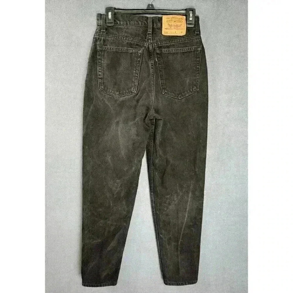 Vtg Levis 521 Jeans Womens 10M 27x30 Black Denim Tapered Fit Leg High Rise 90s - Picture 3 of 10